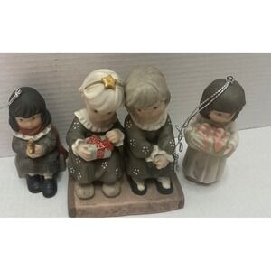 Enesco NBM Bahner Vintage 1999 Figurine Ornaments Set Friends 3in Brown Porcelai